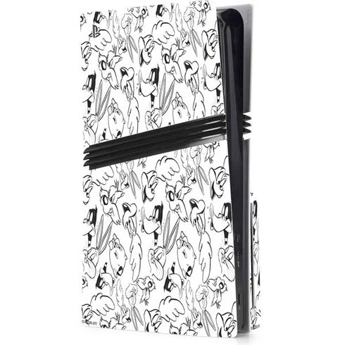 Looney Tunes Looney Squad Black and White Grid PS5 Pro Disk Console Skin