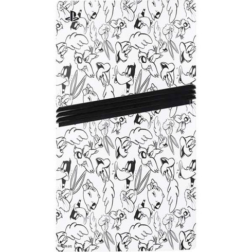 Looney Tunes Looney Squad Black and White Grid PS5 Pro Disk Console Skin