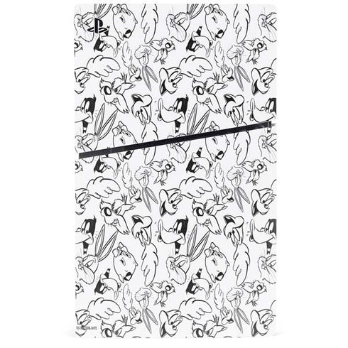 Looney Tunes Looney Squad Black and White Grid PS5 Slim Digital Edition Console Skin