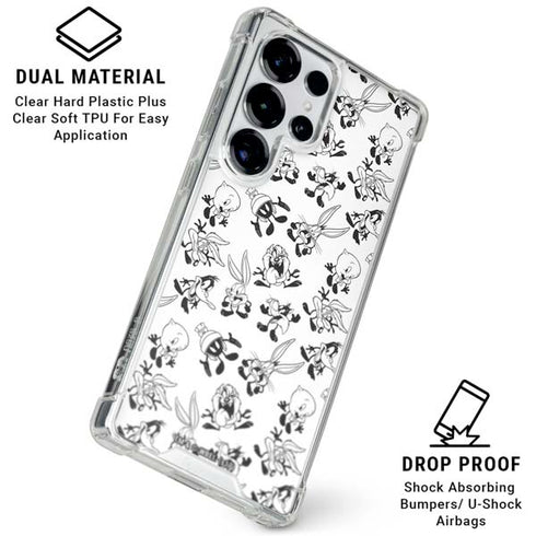 Looney Tunes Big Head Pattern Galaxy S25 Ultra Clear Case