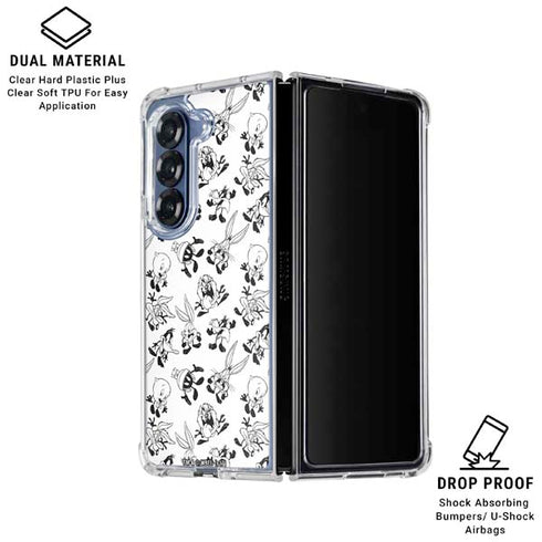 Looney Tunes Big Head Pattern Galaxy Z Fold6 Clear Case
