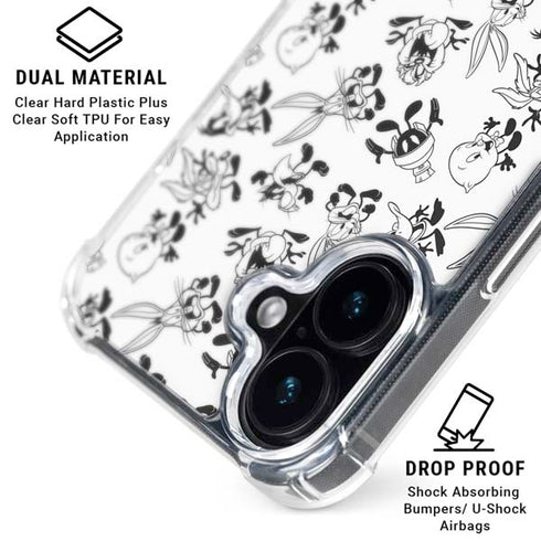 Looney Tunes Big Head Pattern iPhone 16 Plus Clear Case
