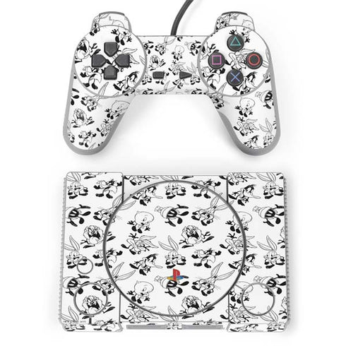 Looney Tunes Big Head Pattern PlayStation Classic Bundle Skin