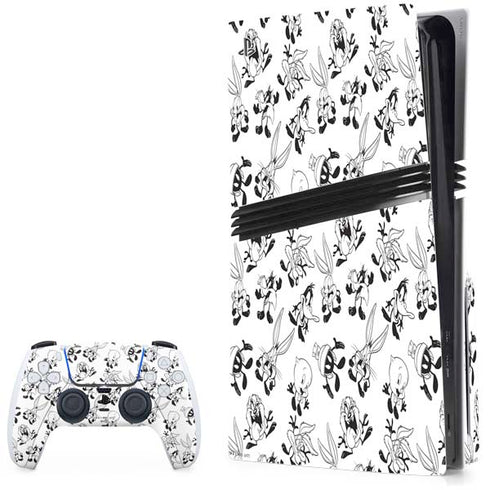 Looney Tunes Big Head Pattern PS5 Pro Disk Bundle Skin