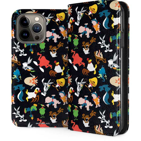 Looney Tunes Identity Pattern iPhone 13 Pro Max Folio Case