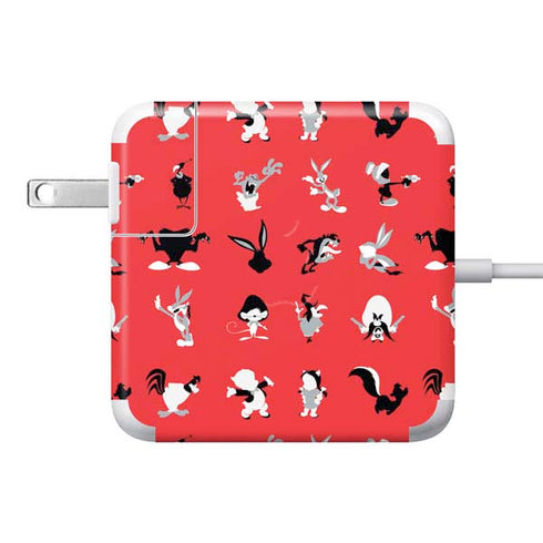 Looney Tunes Identity Red Pattern 85W Power Adapter (15 and 17 inch MacBook Pro Charger) Skin