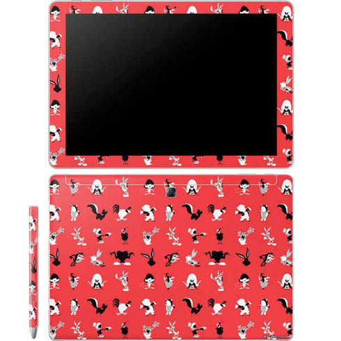 Looney Tunes Identity Red Pattern Galaxy Book 12in Skin