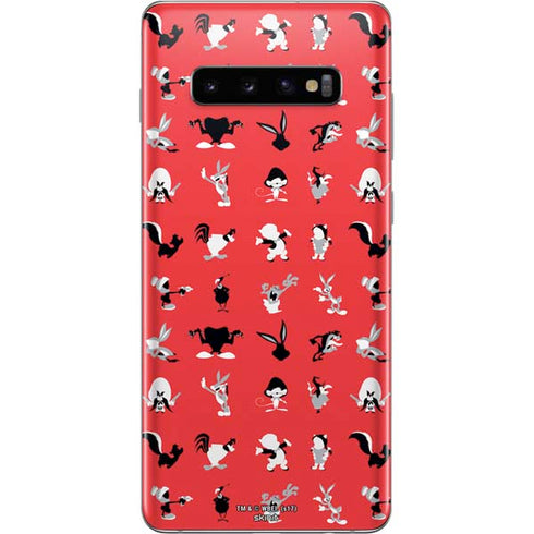 Looney Tunes Identity Red Pattern Galaxy S10 Plus Skin