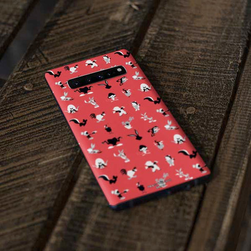 Looney Tunes Identity Red Pattern Galaxy S10 Plus Skin