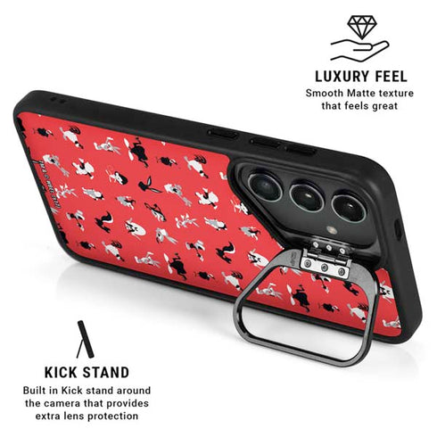 Looney Tunes Identity Red Pattern Galaxy S25 Plus Kickstand Case