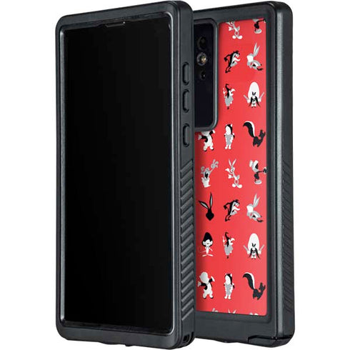 Looney Tunes Identity Red Pattern Galaxy S24 Ultra Waterproof Case