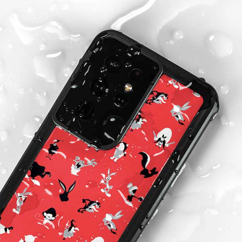 Looney Tunes Identity Red Pattern Galaxy S24 Ultra Waterproof Case