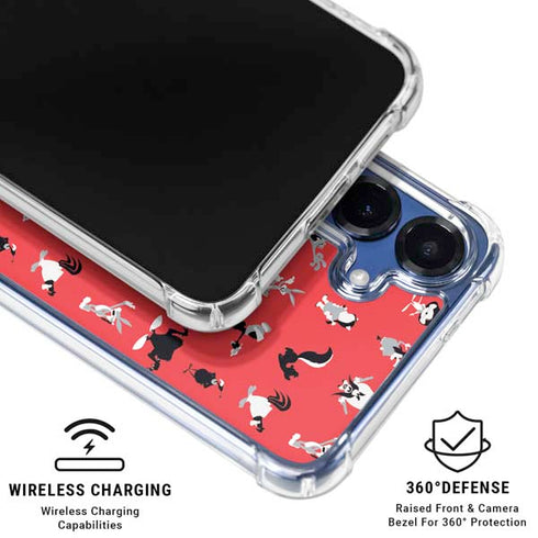 Looney Tunes Identity Red Pattern Galaxy S25 Clear Case