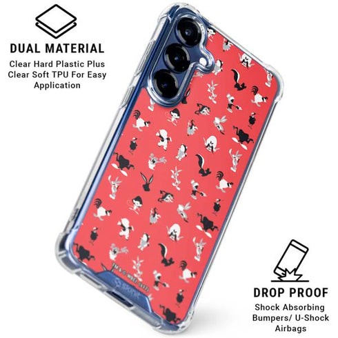 Looney Tunes Identity Red Pattern Galaxy S25 Plus Clear Case