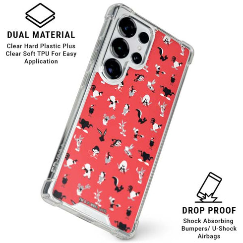 Looney Tunes Identity Red Pattern Galaxy S25 Ultra Clear Case