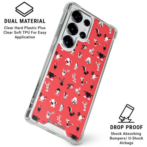 Looney Tunes Identity Red Pattern Galaxy S26 Ultra Clear Case