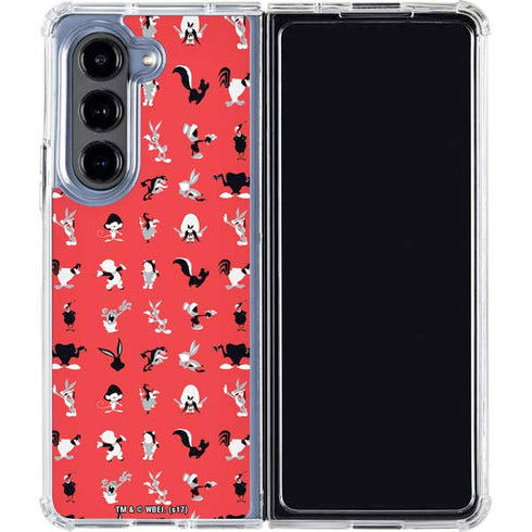 Looney Tunes Identity Red Pattern Galaxy Z Fold5 5G Clear Case