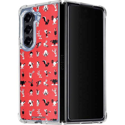 Looney Tunes Identity Red Pattern Galaxy Z Fold5 5G Clear Case