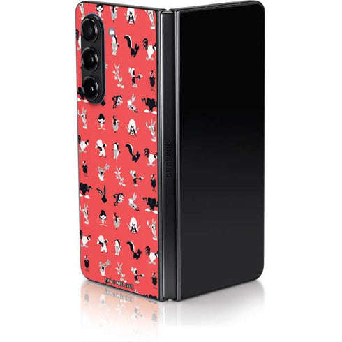 Looney Tunes Identity Red Pattern Galaxy Z Fold5 5G Skin