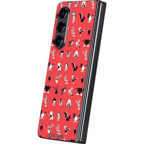 Looney Tunes Identity Red Pattern Galaxy Z Fold5 5G Skin