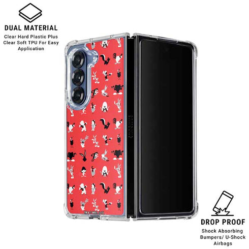 Looney Tunes Identity Red Pattern Galaxy Z Fold6 Clear Case