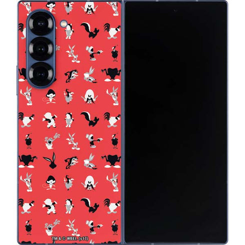 Looney Tunes Identity Red Pattern Galaxy Z Fold6 Skin