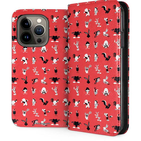 Looney Tunes Identity Red Pattern iPhone 13 Pro Folio Case