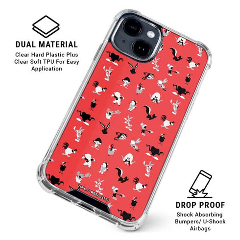 Looney Tunes Identity Red Pattern iPhone 15 Clear Case