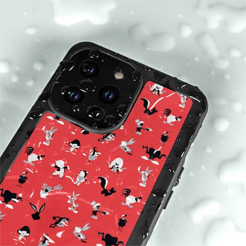 Looney Tunes Identity Red Pattern iPhone 15 Pro Waterproof Case