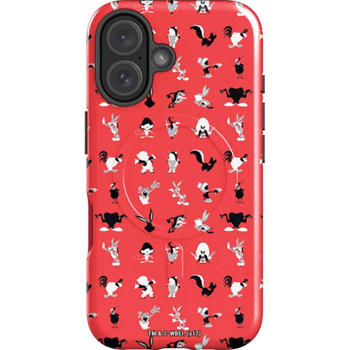 Looney Tunes Identity Red Pattern iPhone 16 Magsafe Impact Case