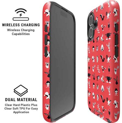 Looney Tunes Identity Red Pattern iPhone 16 Magsafe Impact Case