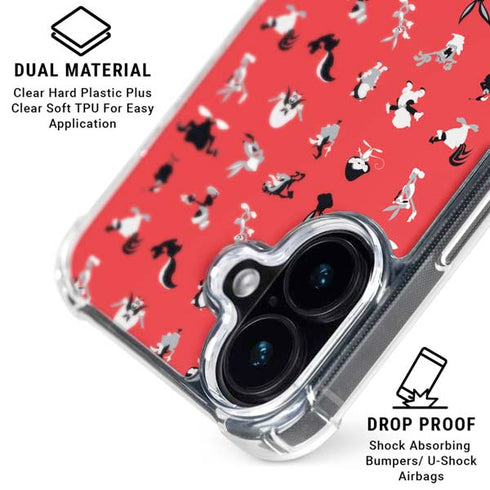 Looney Tunes Identity Red Pattern iPhone 16 Plus Clear Case