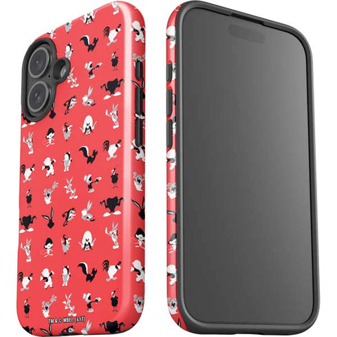 Looney Tunes Identity Red Pattern iPhone 16 Plus Impact Case