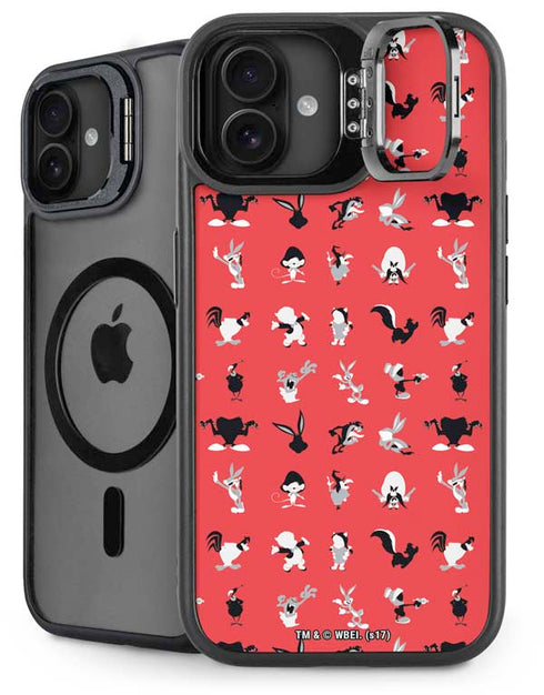 Looney Tunes Identity Red Pattern iPhone 16 Plus Kickstand Case