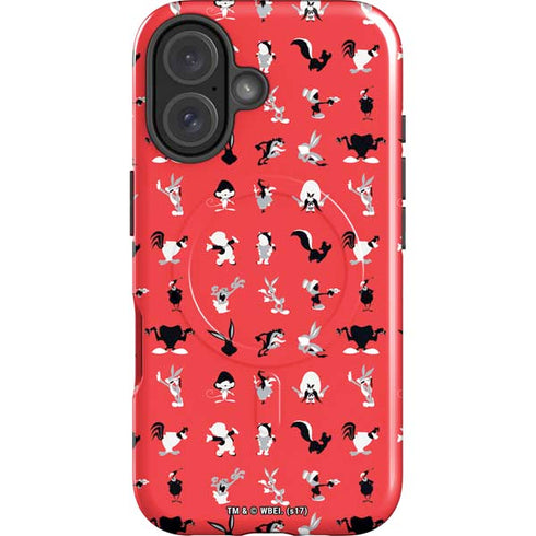 Looney Tunes Identity Red Pattern iPhone 16 Plus Magsafe Impact Case