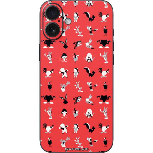 Looney Tunes Identity Red Pattern iPhone 16 Plus Skin