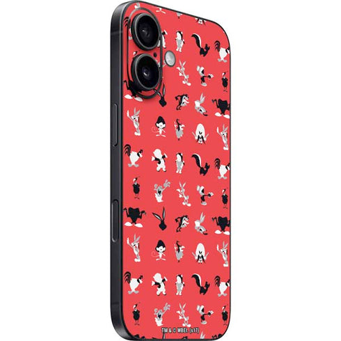 Looney Tunes Identity Red Pattern iPhone 16 Plus Skin