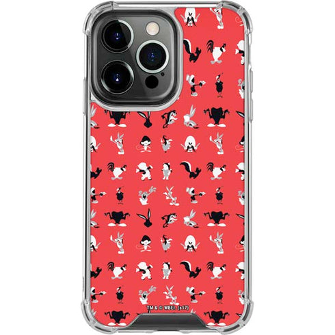 Looney Tunes Identity Red Pattern iPhone 16 Pro Clear Case