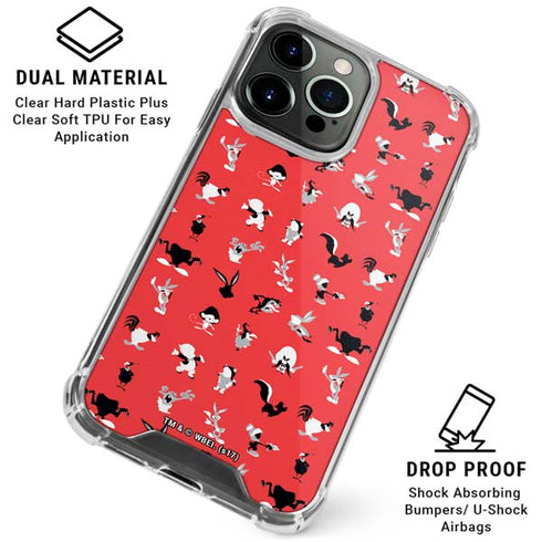 Looney Tunes Identity Red Pattern iPhone 16 Pro Max Clear Case
