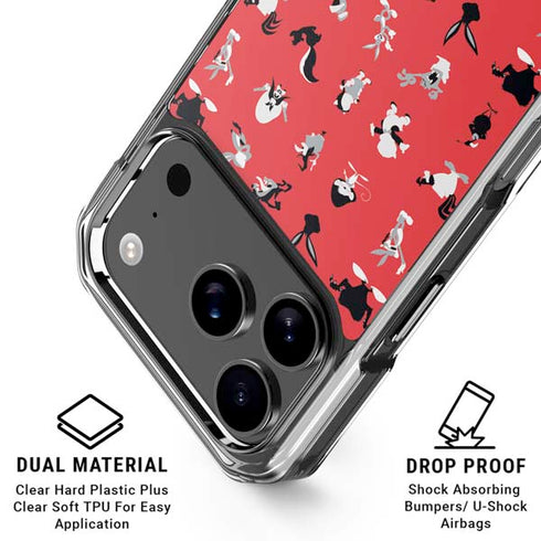 Looney Tunes Identity Red Pattern iPhone 18 Pro Clear Case