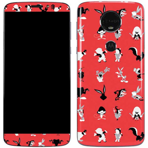 Looney Tunes Identity Red Pattern Moto E5 Plus Skin