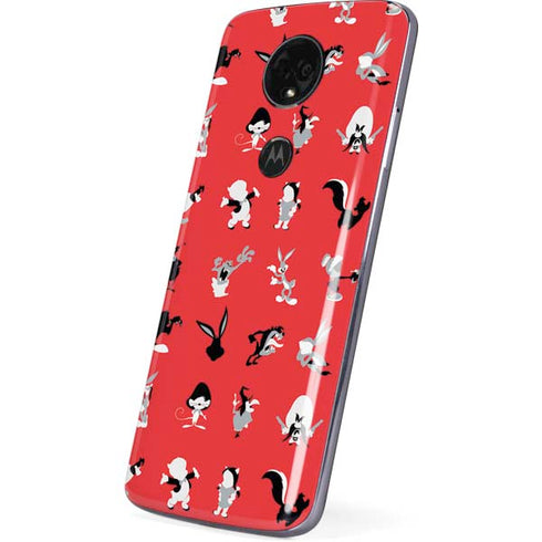 Looney Tunes Identity Red Pattern Moto E5 Plus Skin