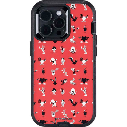 Looney Tunes Identity Red Pattern Otterbox Defender iPhone Skin