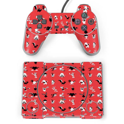 Looney Tunes Identity Red Pattern PlayStation Classic Bundle Skin