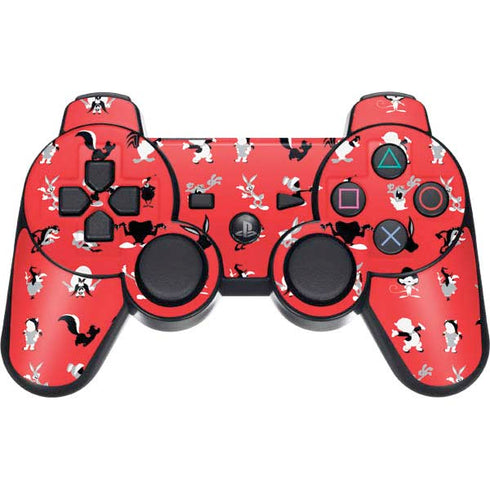 Looney Tunes Identity Red Pattern PS3 Dual Shock wireless controller Skin
