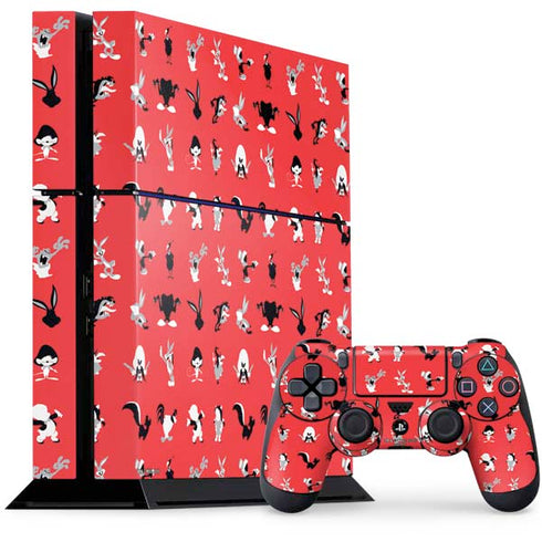 Looney Tunes Identity Red Pattern PS4 Console and Controller Bundle Skin