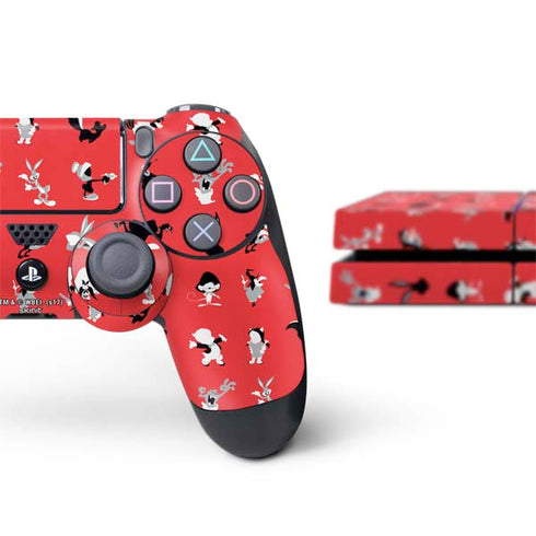 Looney Tunes Identity Red Pattern PS4 Console and Controller Bundle Skin