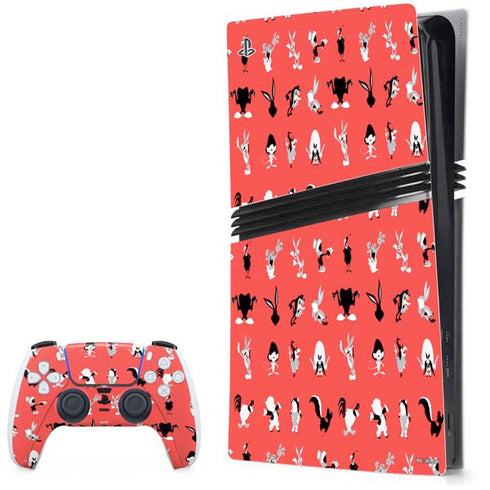 Looney Tunes Identity Red Pattern PlayStation PS5 Skins