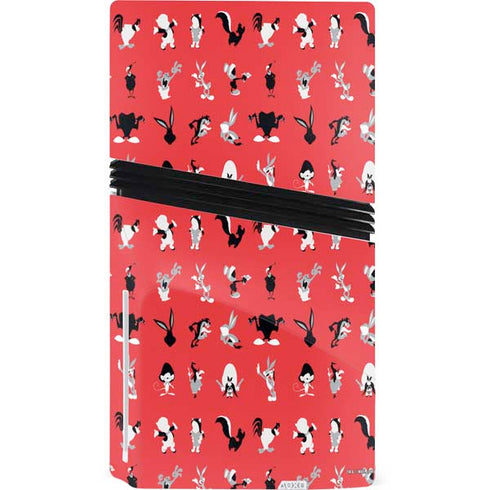 Looney Tunes Identity Red Pattern PS5 Pro Disk Bundle Skin