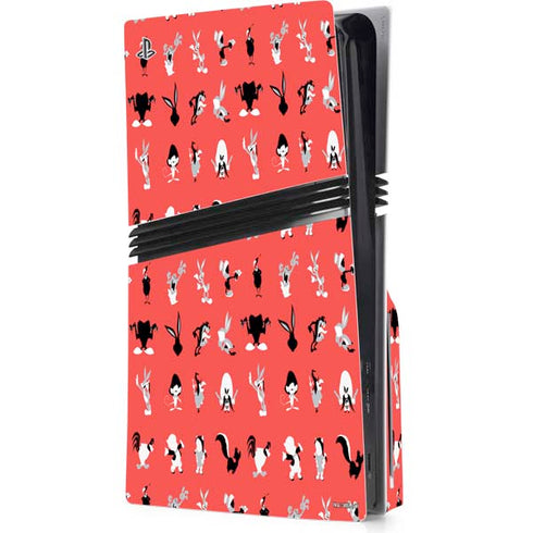 Looney Tunes Identity Red Pattern PS5 Pro Disk Console Skin
